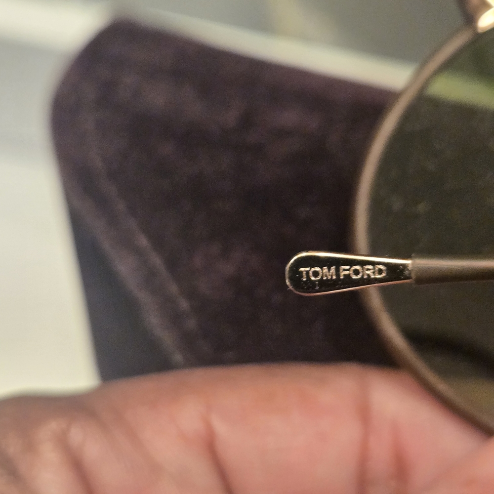 Tom Ford Brown Aviator Sunglasses with Green Tint - Picture 4 of 7